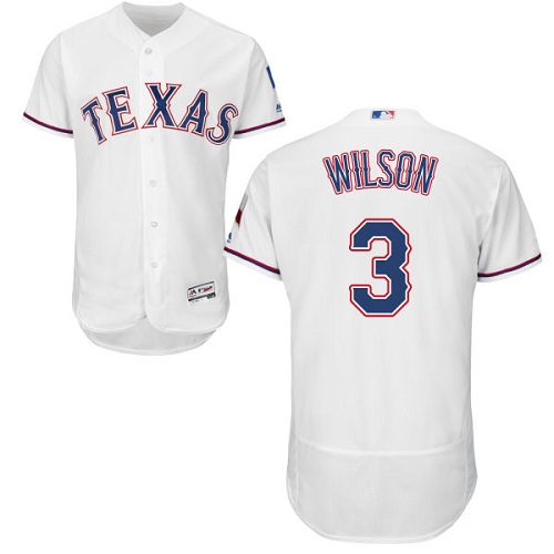 Rangers #3 Russell Wilson White Flexbase Authentic Collection Stitched MLB Jersey - Click Image to Close